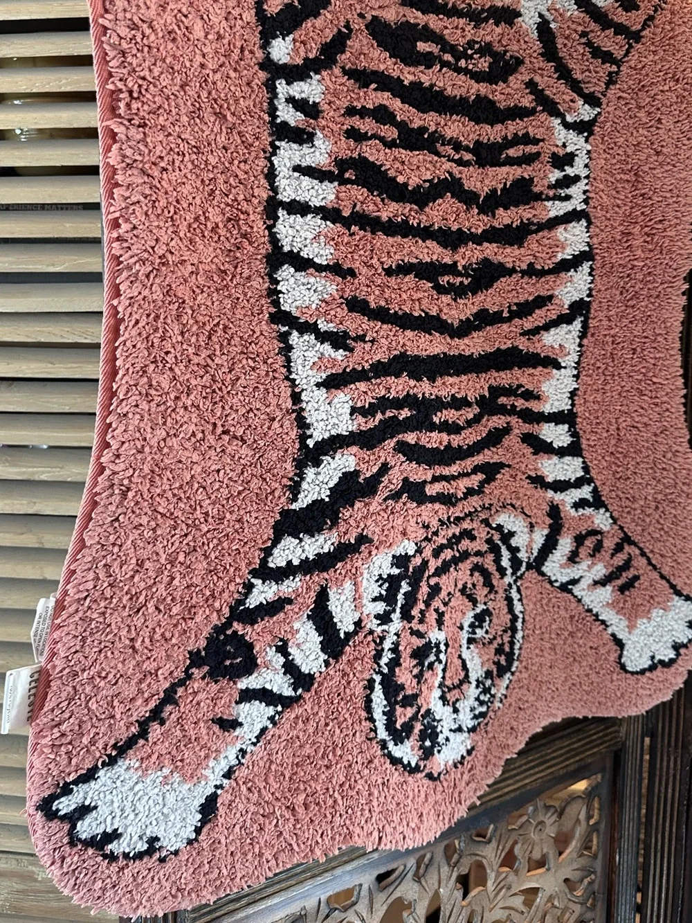 Celeste Orange / Pink Tiger Anti Slip Tiger Bath Mat / Rug.